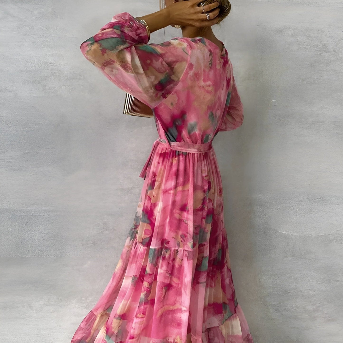 Marizanne | Floral Print Long Sleeve Wrap Maxi Dress