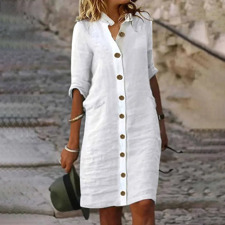 Hannika | Button Front Shirt Dress