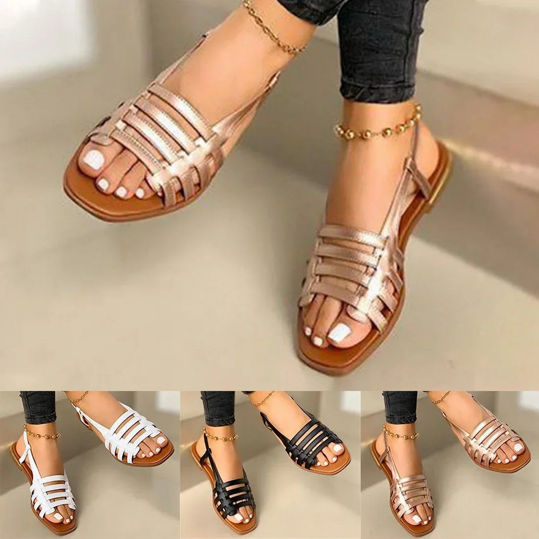 Mindy | Roman Sandals With Strappy Open Toe
