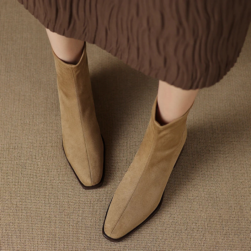 Sheley - Pointed Toe Block Heel Ankle Boots