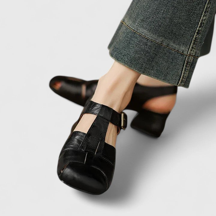 Kathy | Buckle Strap Low Block Heel Sandals