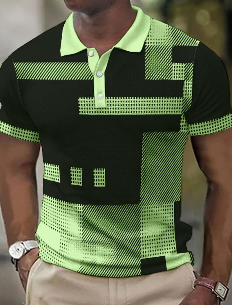 Delbert | Polo Shirt With Geometric Contrast Print