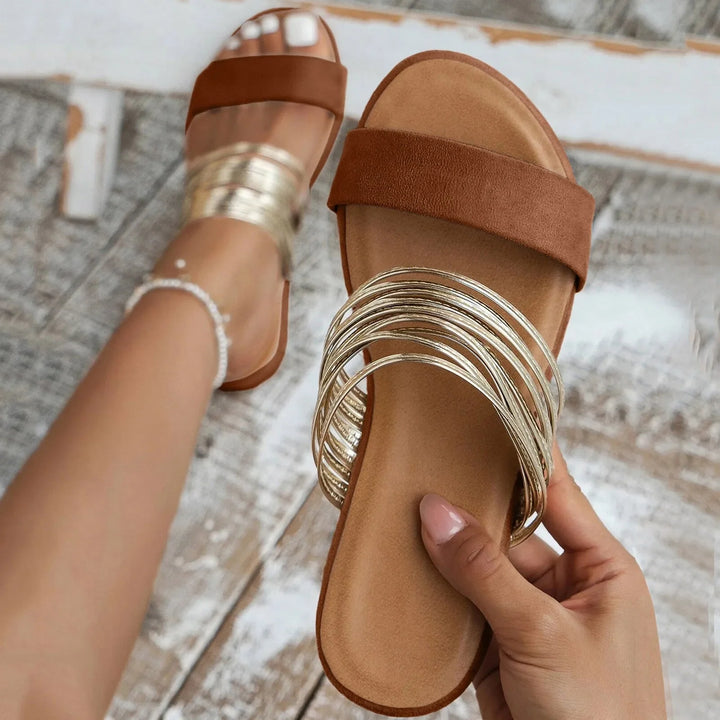 Mukaina | Flat Sandals With Metallic Strap