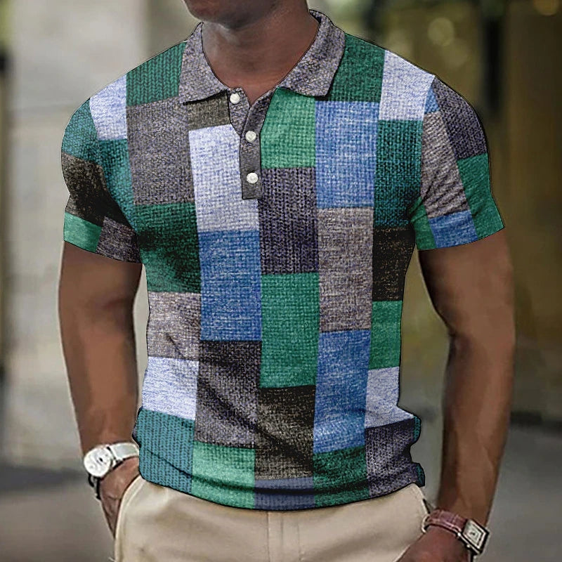 Gasan | Colour Block Patchwork Polo Shirt