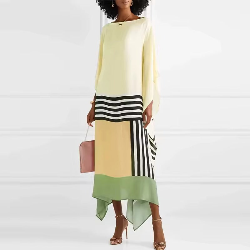 Shraddha | Striped Patchwork Kaftan Midi Dress