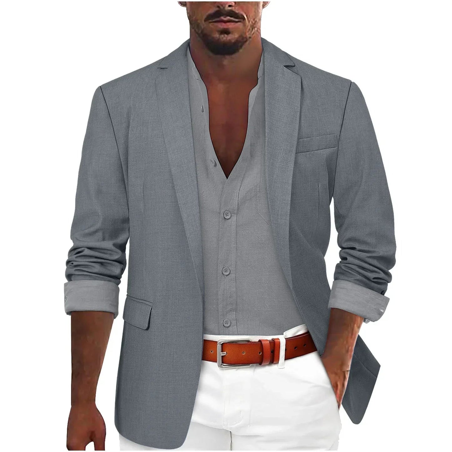 Alanzoka | Blazer Notch Lapel Single-Breasted Jacket