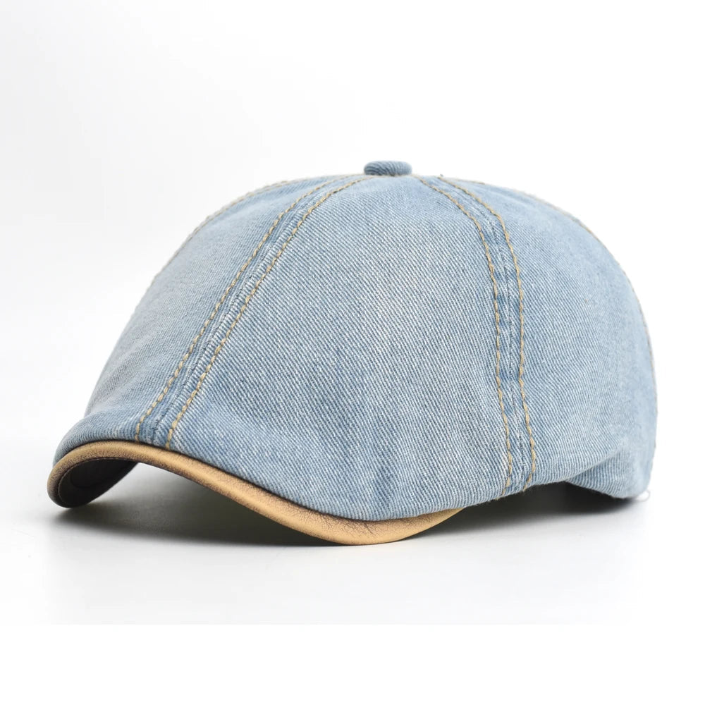 Limmz | Denim-Style Flat Cap Contrast Stitch