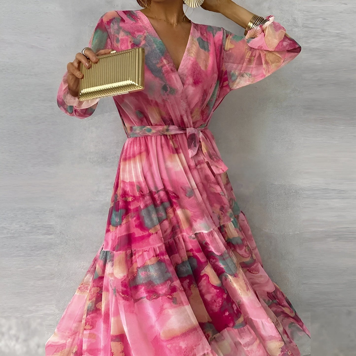 Marizanne | Floral Print Long Sleeve Wrap Maxi Dress