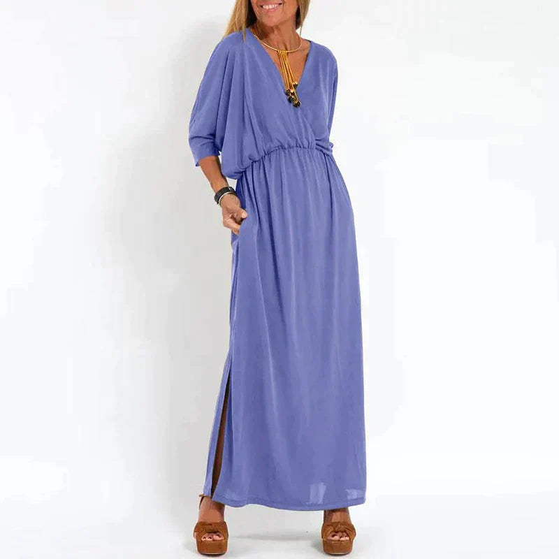 Vesna | V Neck Maxi Dress Elastic Waist