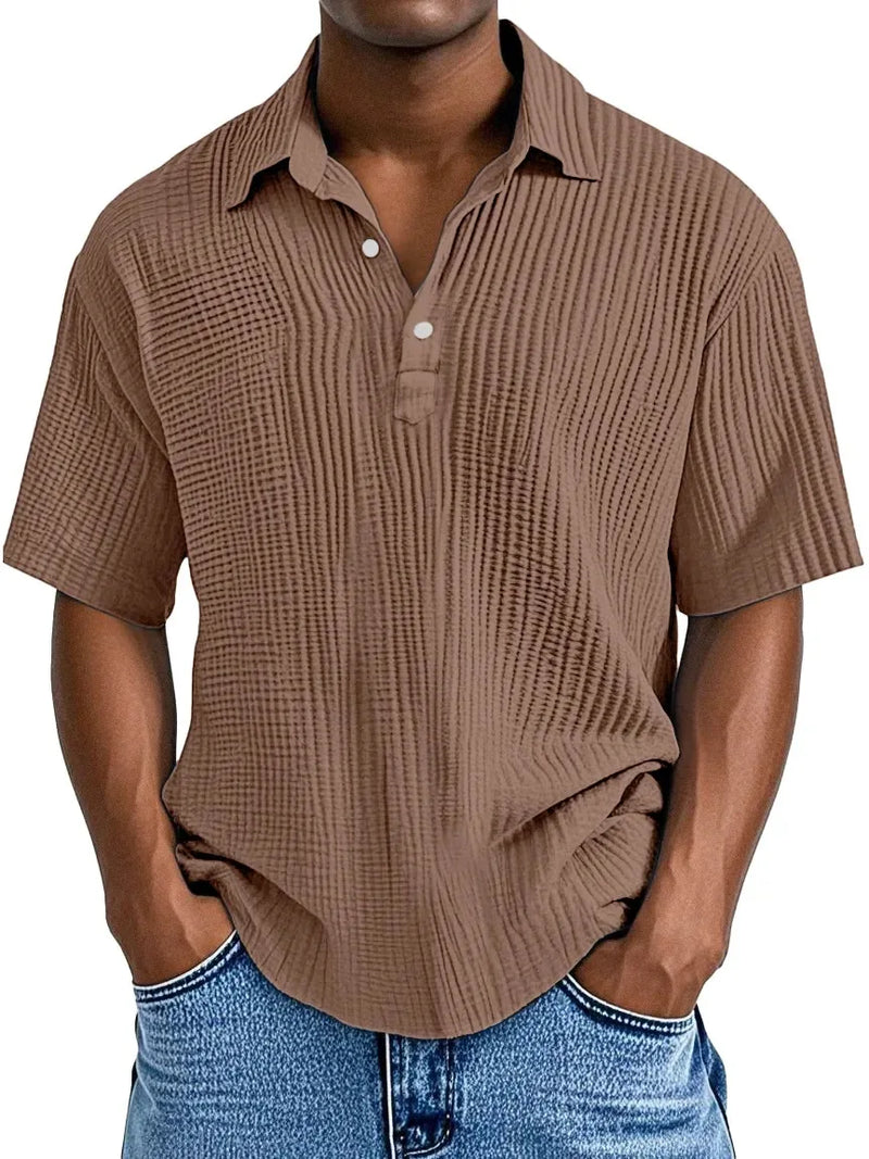 Hauser | Textured Short Sleeve Polo Shirt