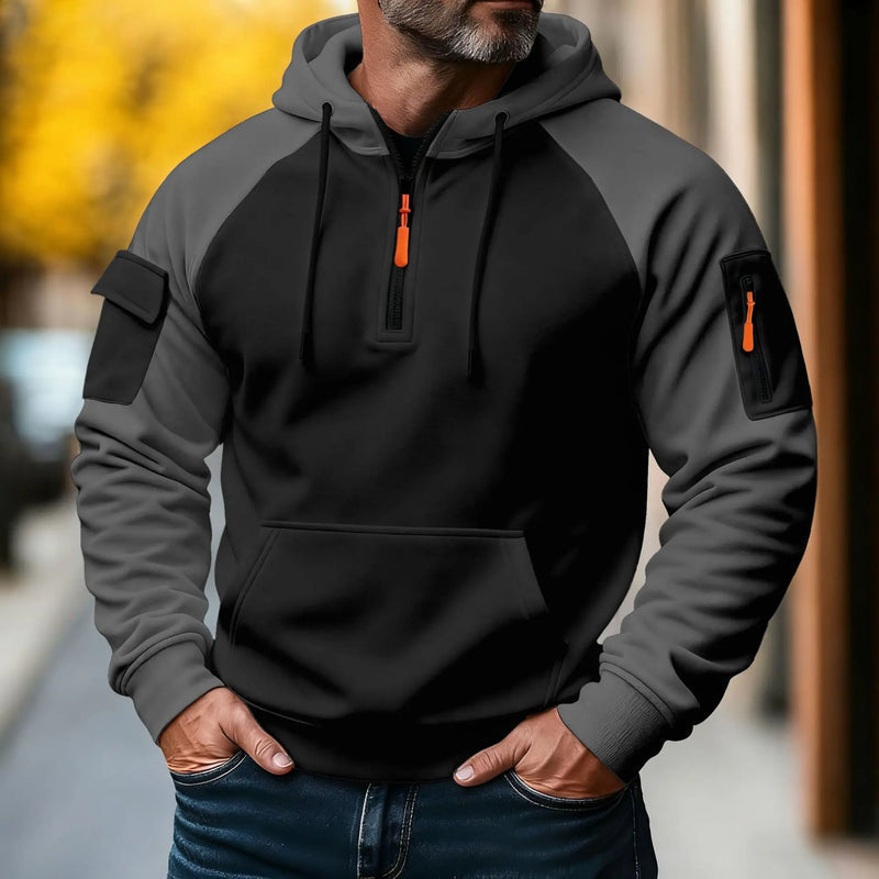 Nachman | Hooded Quarter Zip Pullover Sweatshirt
