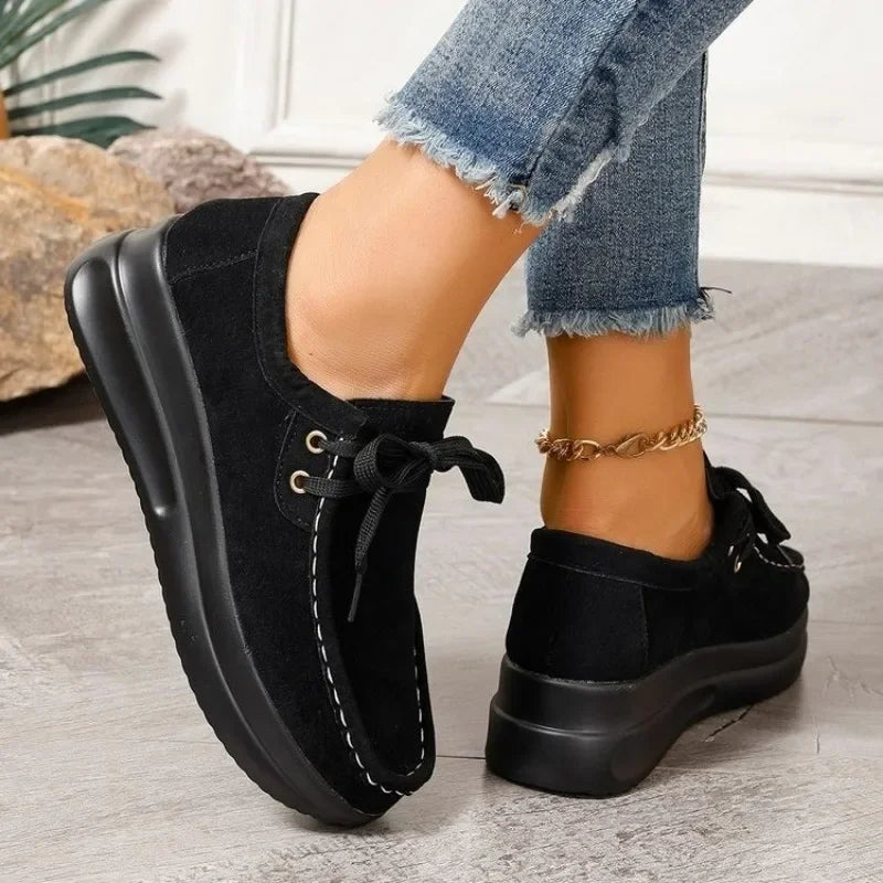 Tonja – Lace Up Suede Style Comfort Shoes