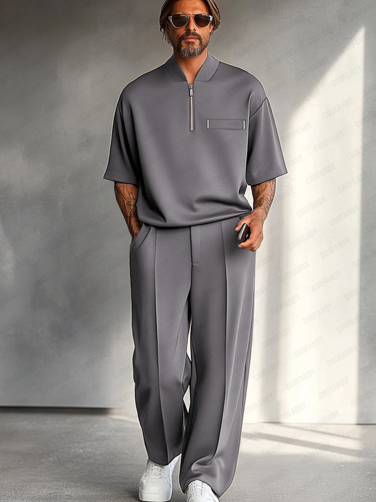 Methew | Half Zip Shirt Pants Set