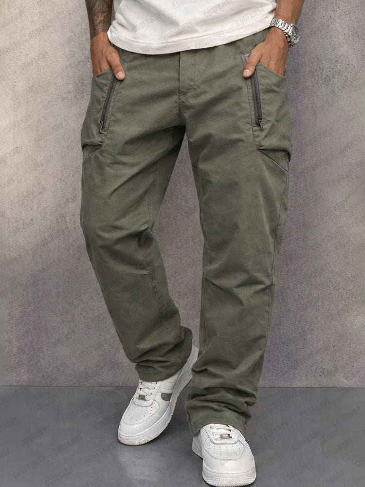 Hiskia | Mens Cargo Zip Pocket Trousers