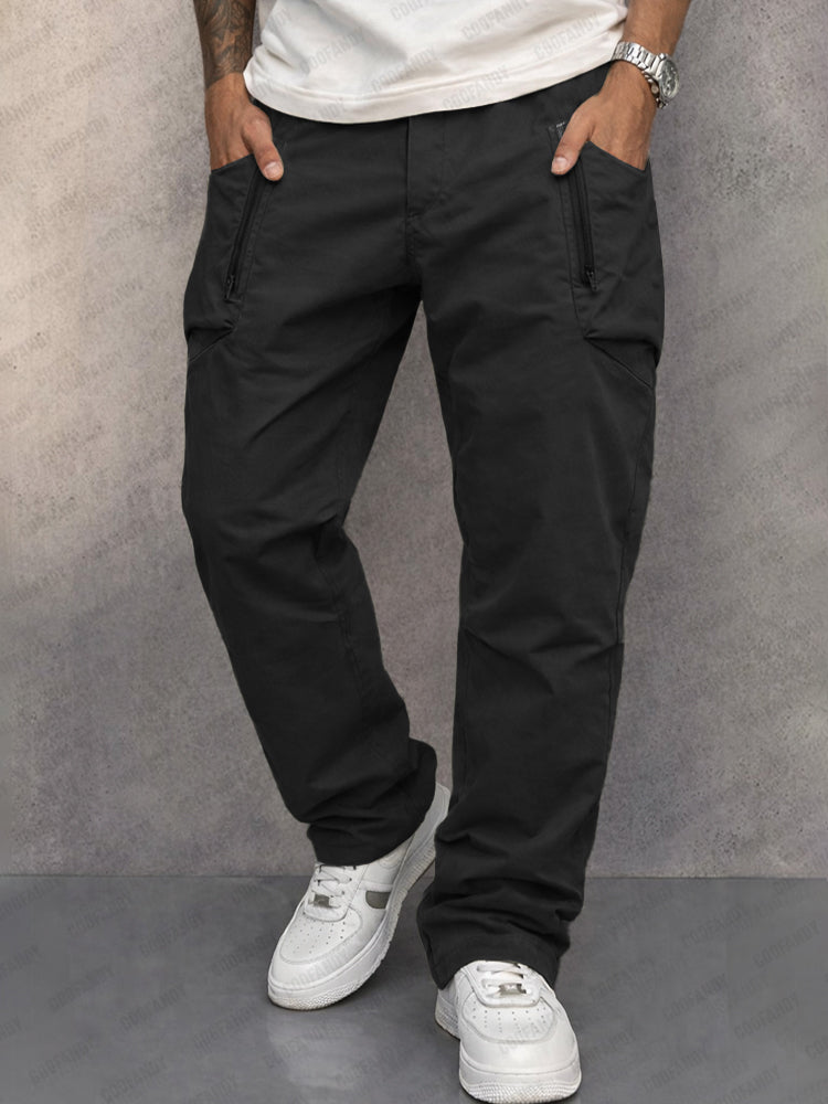 Hiskia | Mens Cargo Zip Pocket Trousers