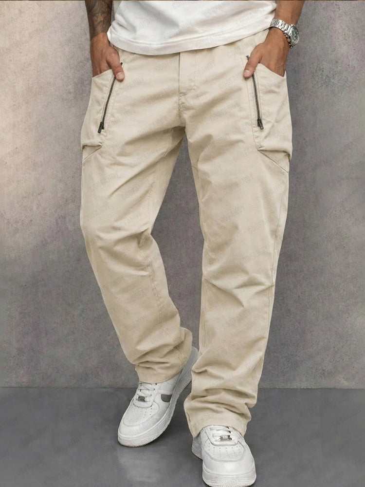 Hiskia | Mens Cargo Zip Pocket Trousers