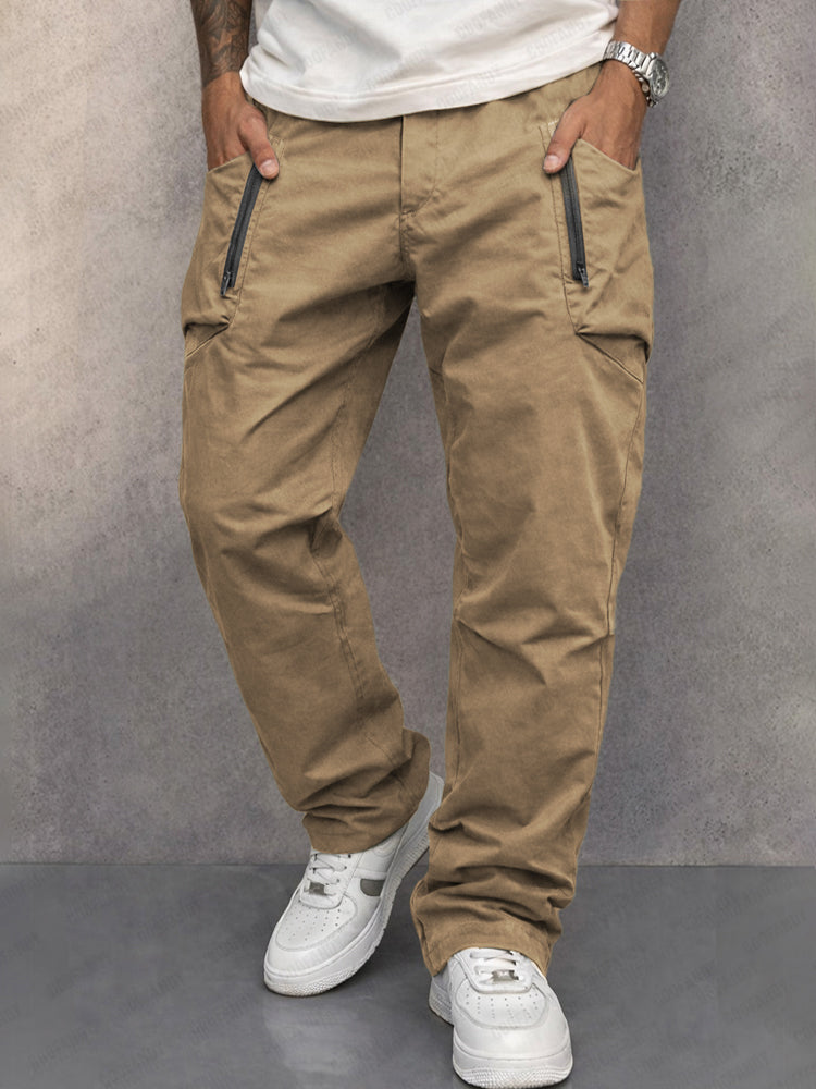 Hiskia | Mens Cargo Zip Pocket Trousers