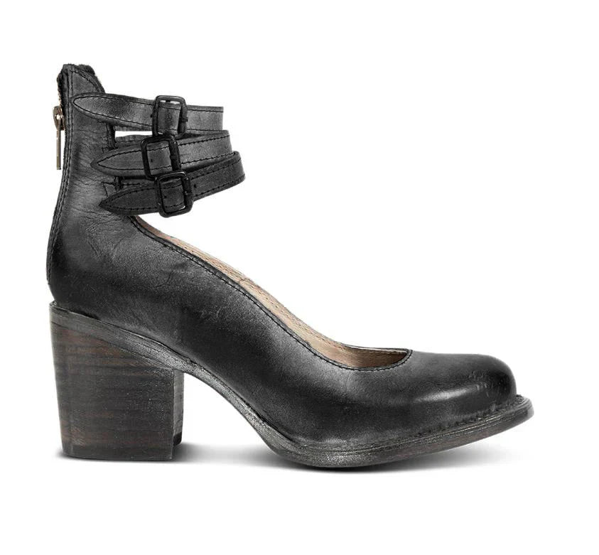 Steffie – Wooden Block Heel Strap Shoes