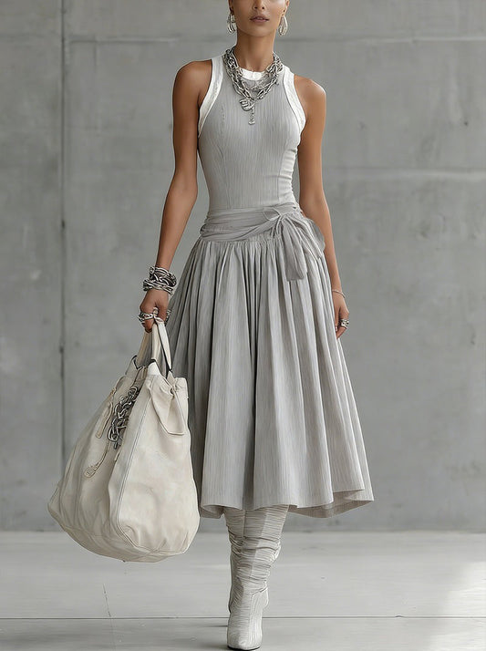 Chotika | Sleeveless Ribbed Midi Dress Grey