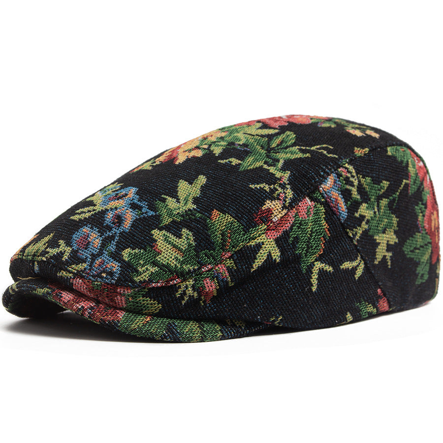 Sekou | Floral Woven Pattern Flat Cap