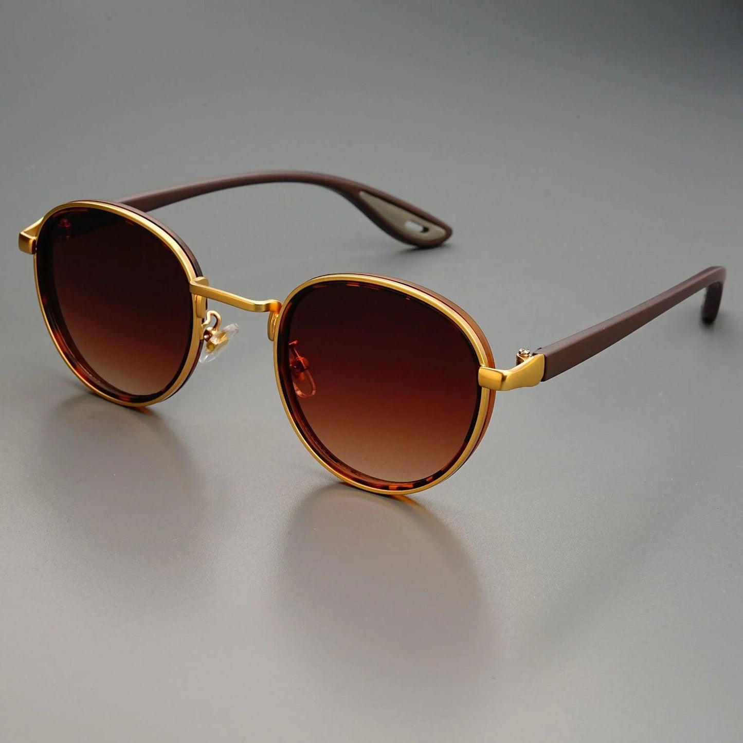 NoirGlow | Round Double Bridge Mens Sunglasses