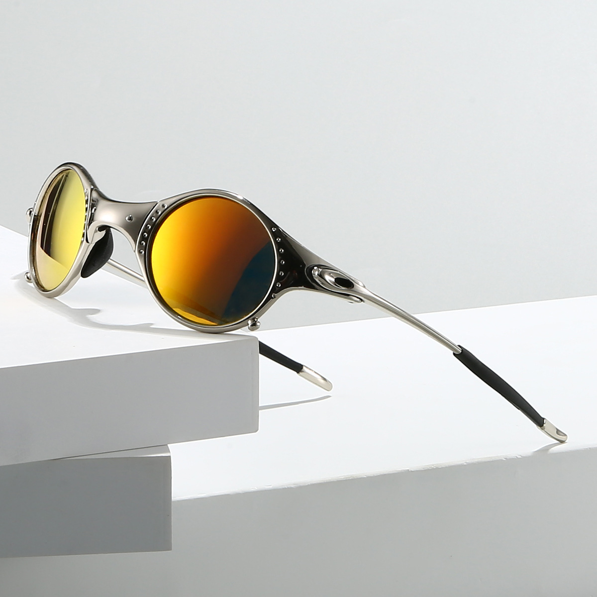 AeroShine | Round Mirrored Lens Metal Sunglasses