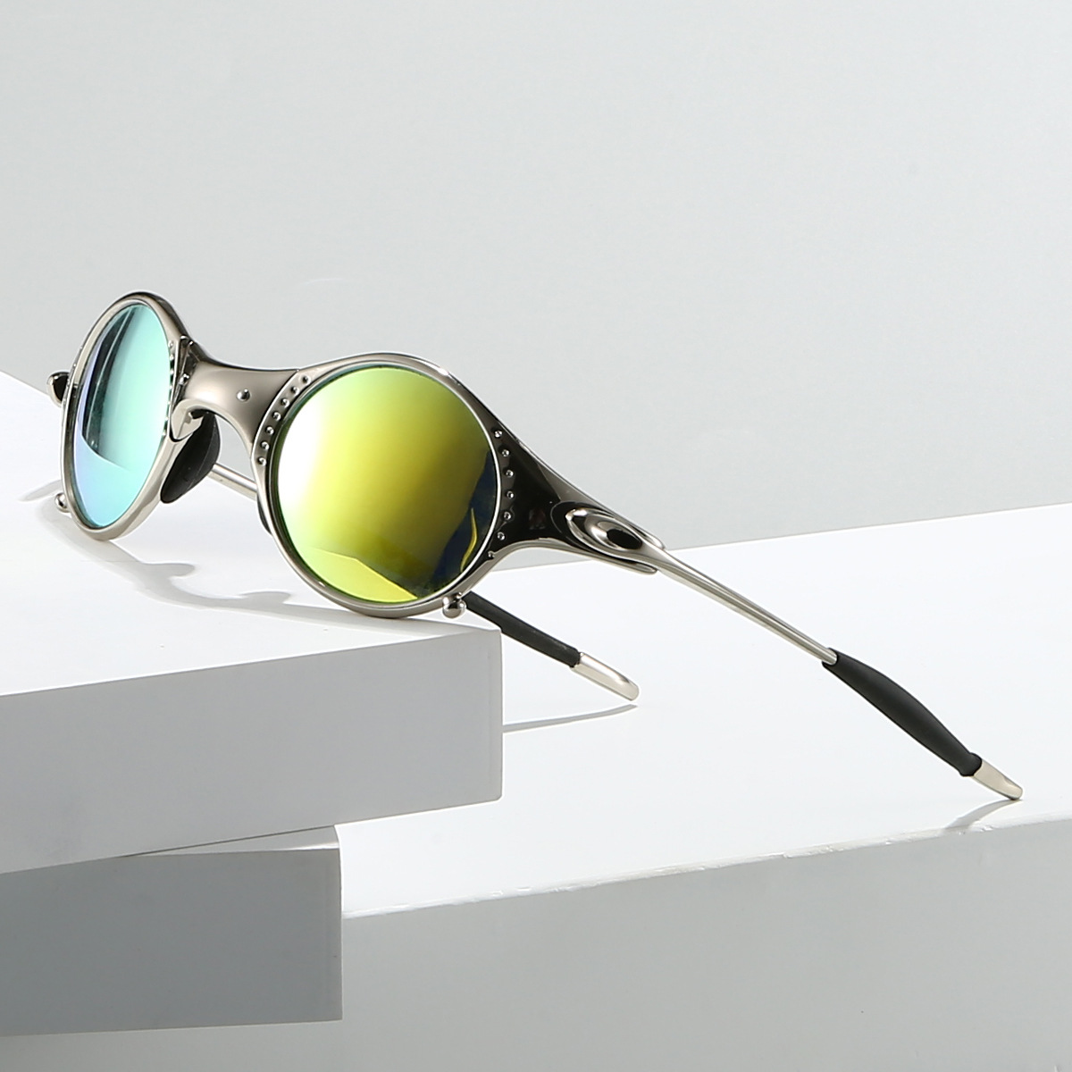 AeroShine | Round Mirrored Lens Metal Sunglasses