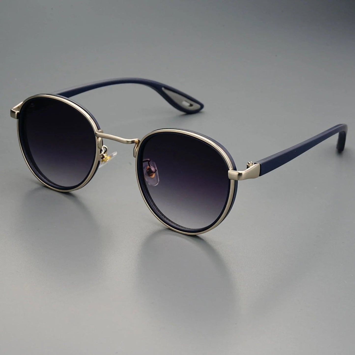 NoirGlow | Round Double Bridge Mens Sunglasses