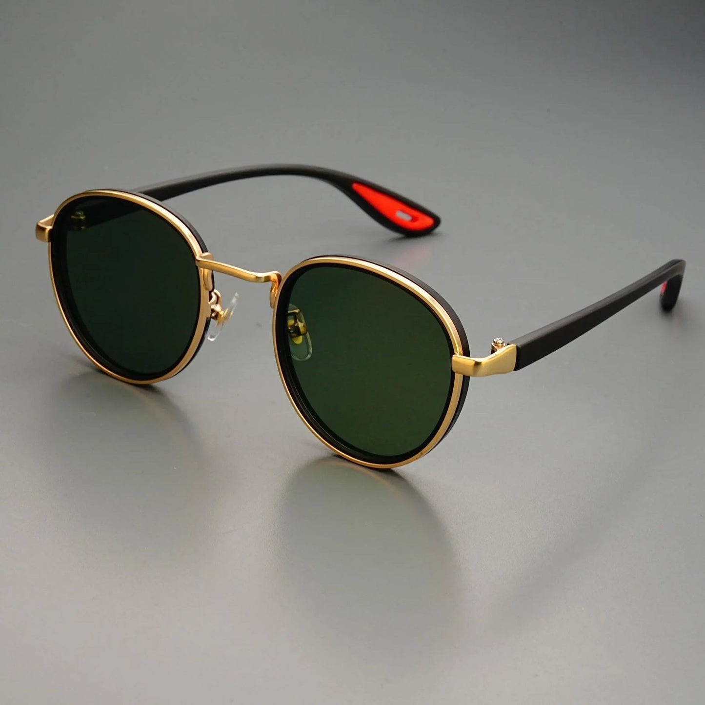 NoirGlow | Round Double Bridge Mens Sunglasses