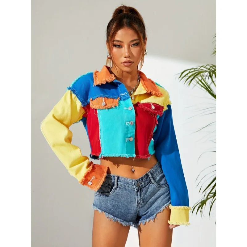 Mayra | Cropped Patchwork Jacket and Wide-Leg Trousers Set