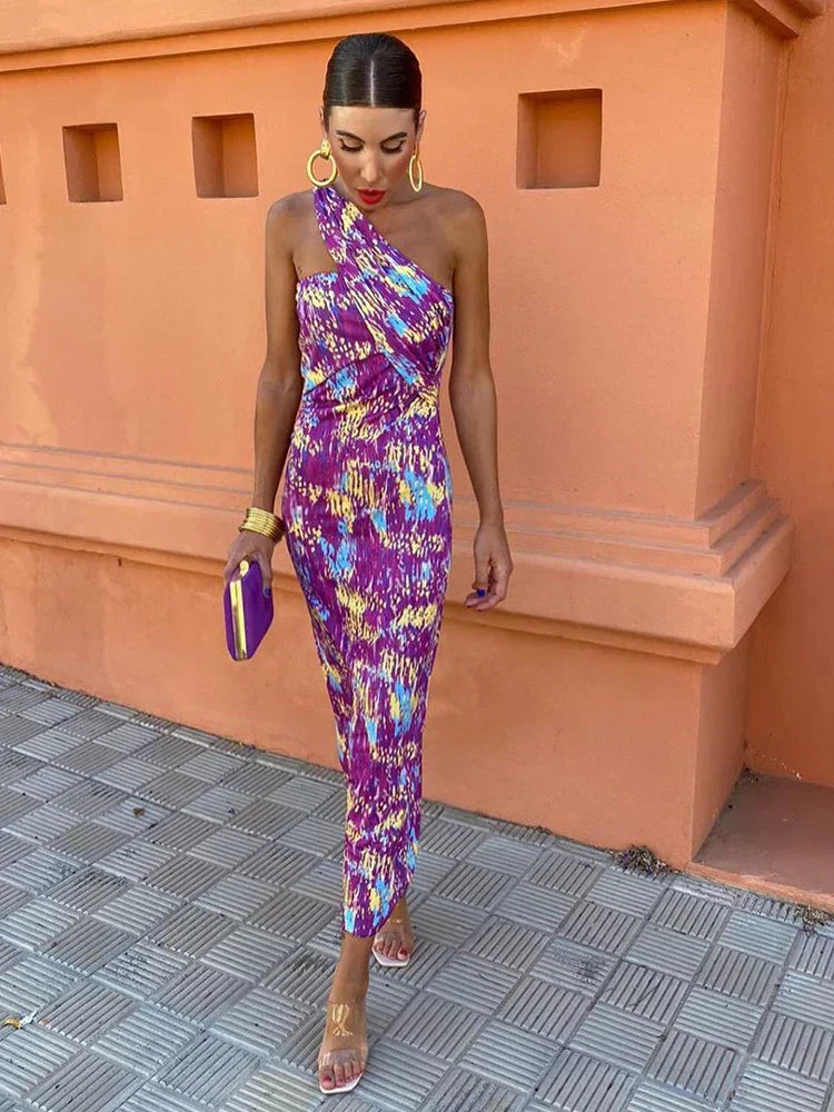Svetlena | One-Shoulder Printed Maxi Dress