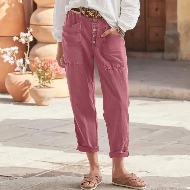 Inge | Button Front Cropped Tapered Trousers
