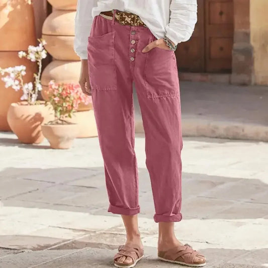 Inge | Button Front Cropped Tapered Trousers