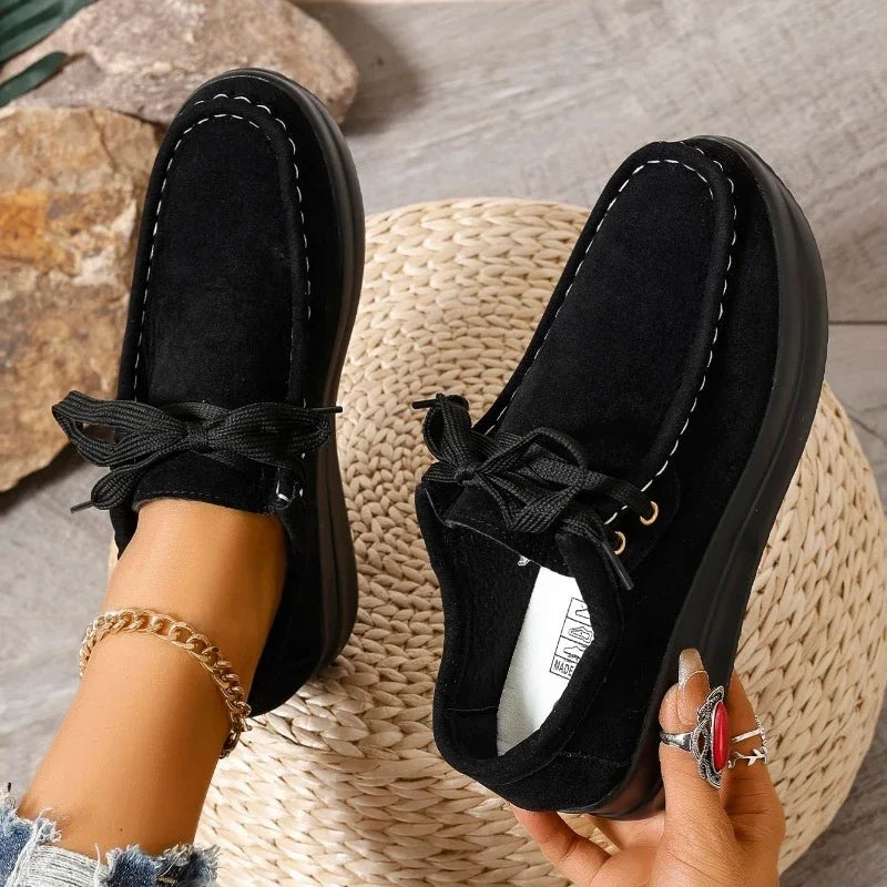Tonja – Lace Up Suede Style Comfort Shoes