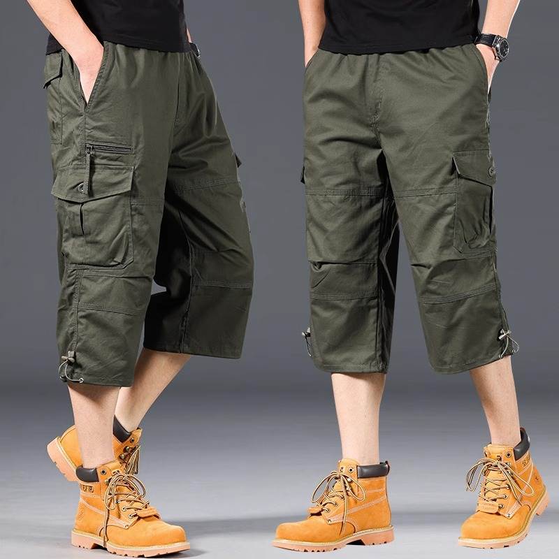 Esman | Cargo Three-Quarter Pocket Shorts Black/Khaki