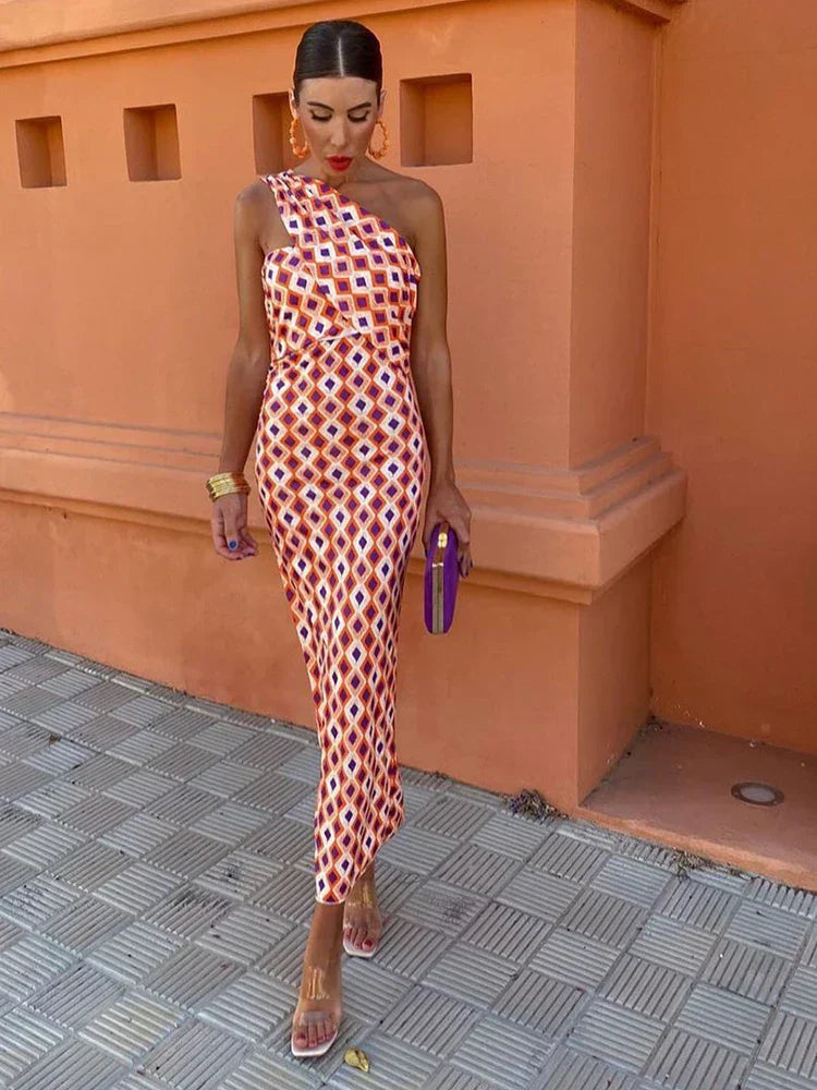 Svetlena | One-Shoulder Printed Maxi Dress