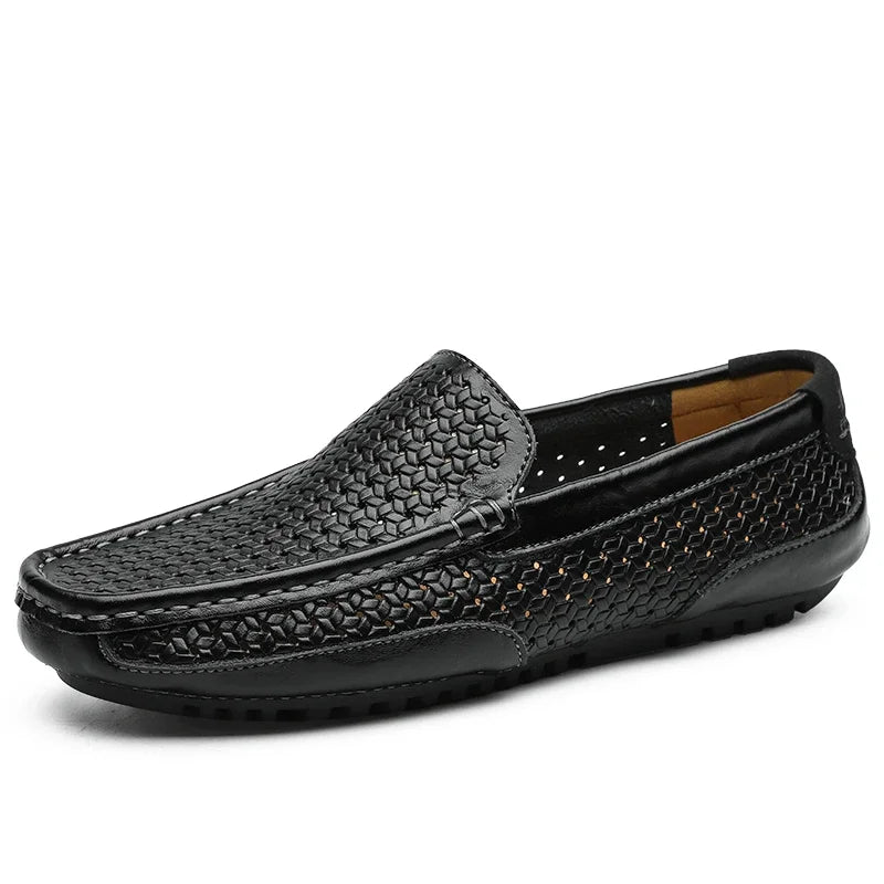 Aania | Leather Loafers Perforated Slip On Shoes