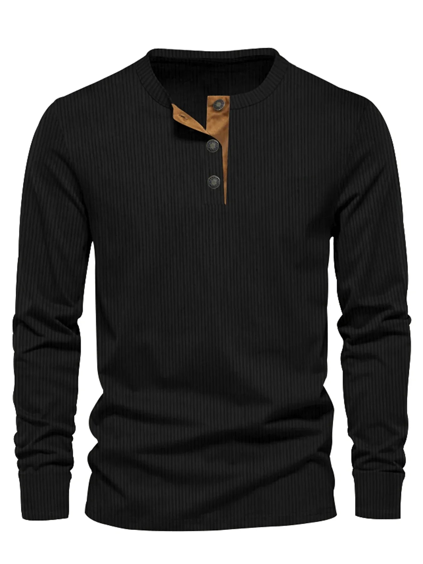 Erasto | Ribbed Long-Sleeve Henley Neck Top