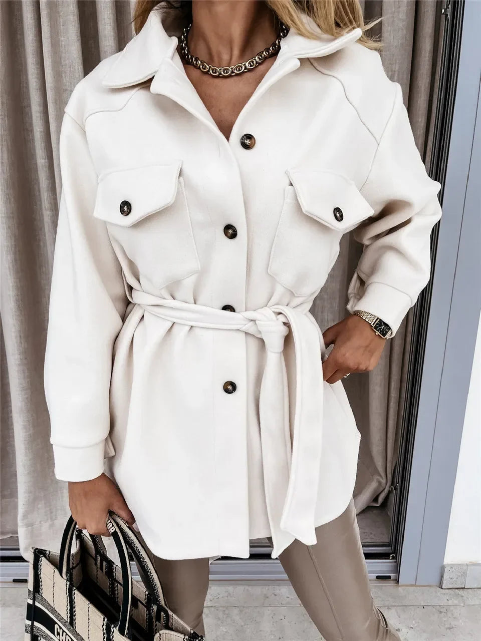 Vicky | Oversized Button Front Shacket With Pockets