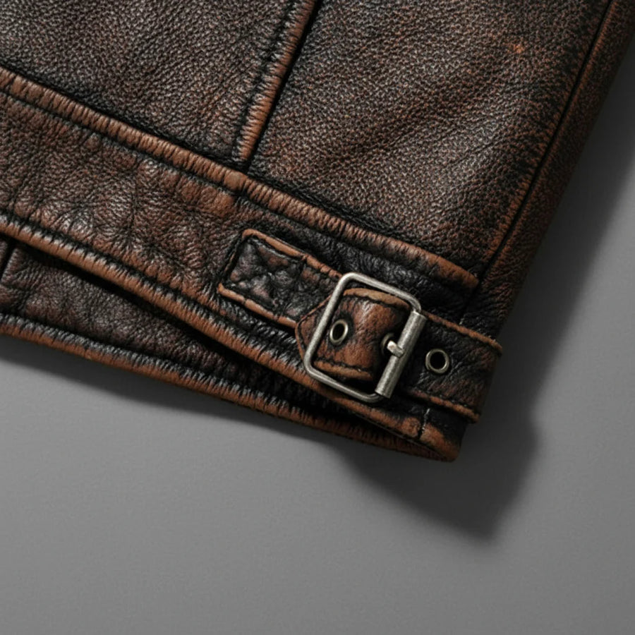 Samer | Leather Biker Zip Front Jacket