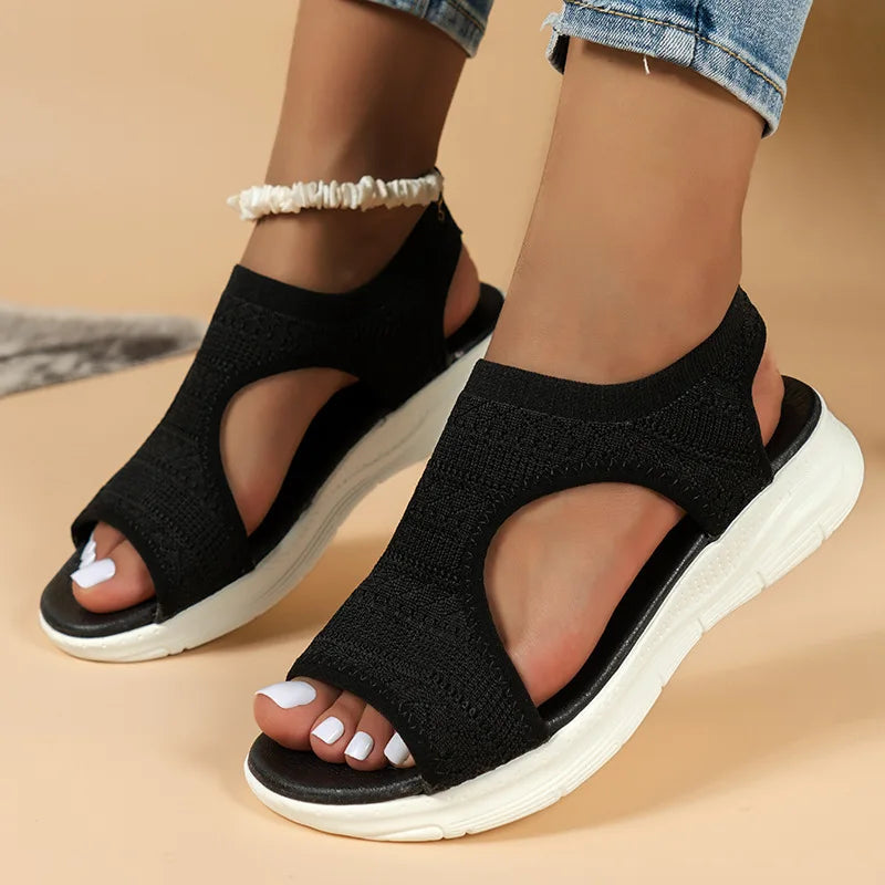 Vicenta | Open Toe Knitted Appearance Slip On Sandals