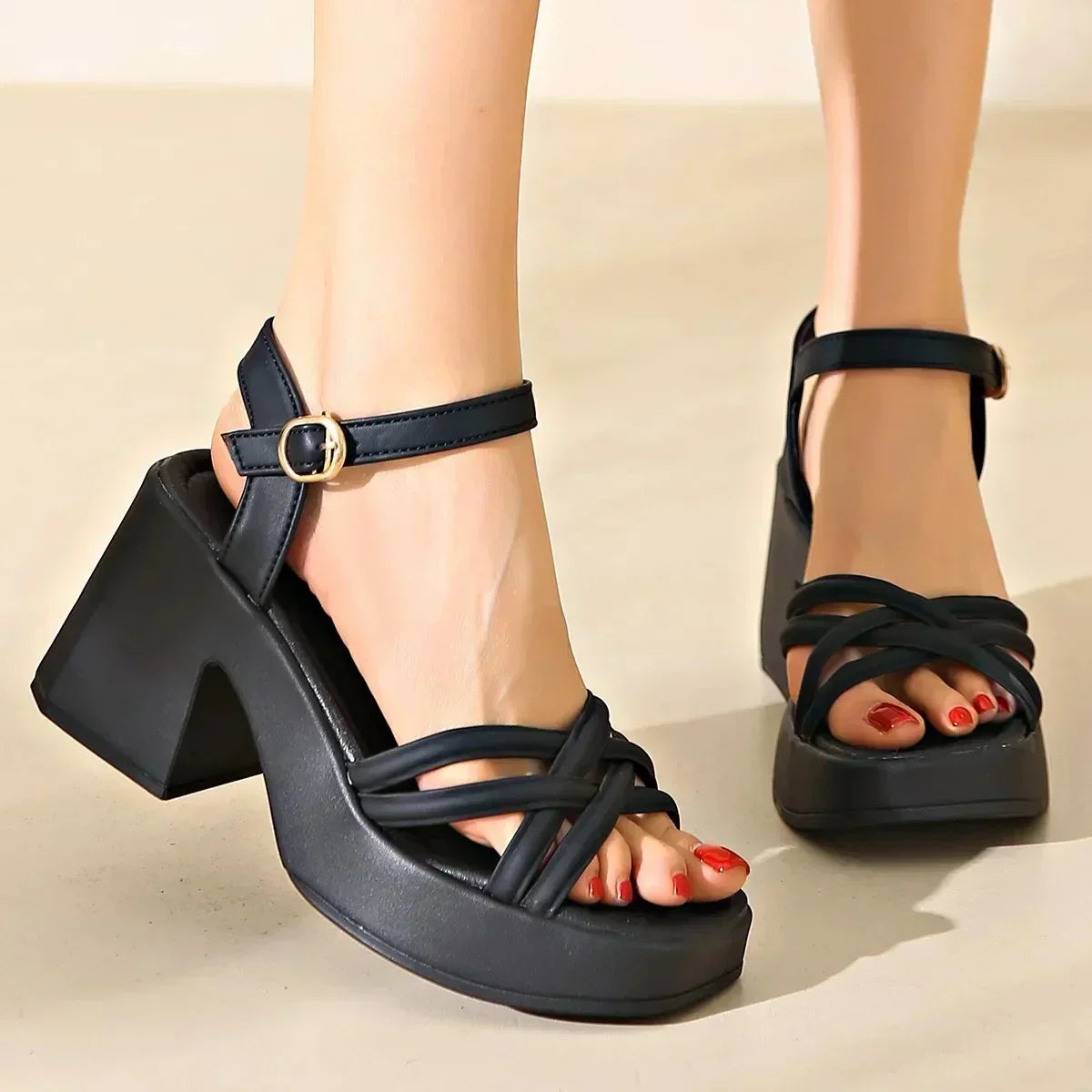 Juana | Platform Heeled Sandals With Ankle Strap
