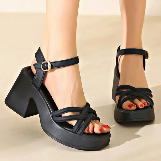 Juana | Platform Heeled Sandals With Ankle Strap