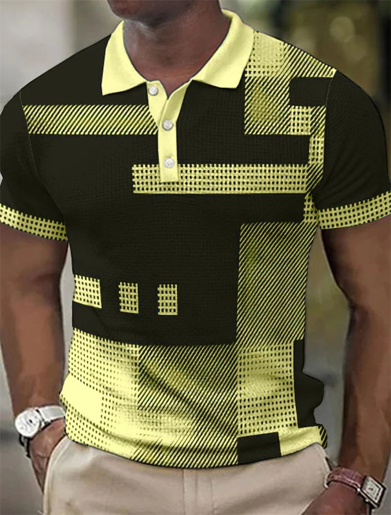 Delbert | Polo Shirt With Geometric Contrast Print