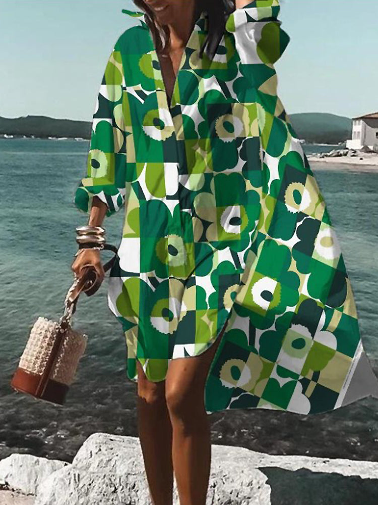 Calogera | Loose Fit Printed Shirt Dress