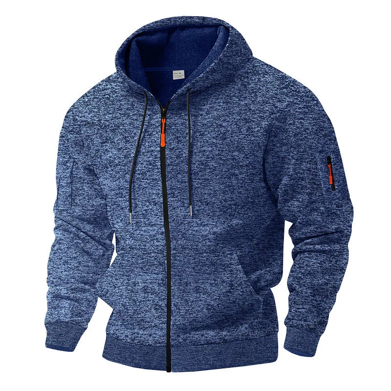 Jesson | Zip Up Hooded Marl Knit Hoodie