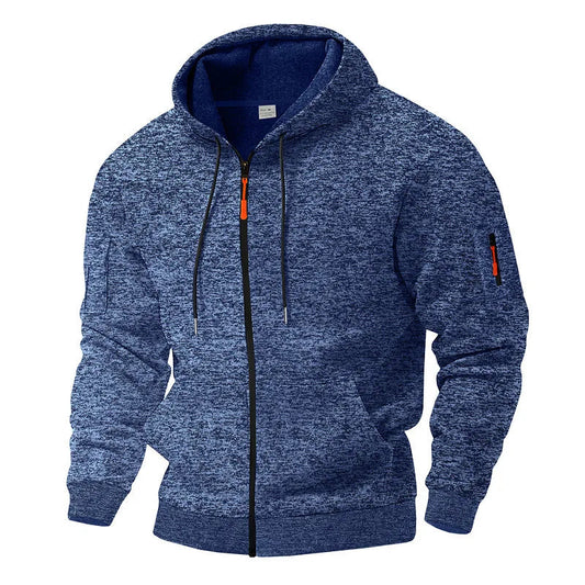 Jesson | Zip Up Hooded Marl Knit Hoodie