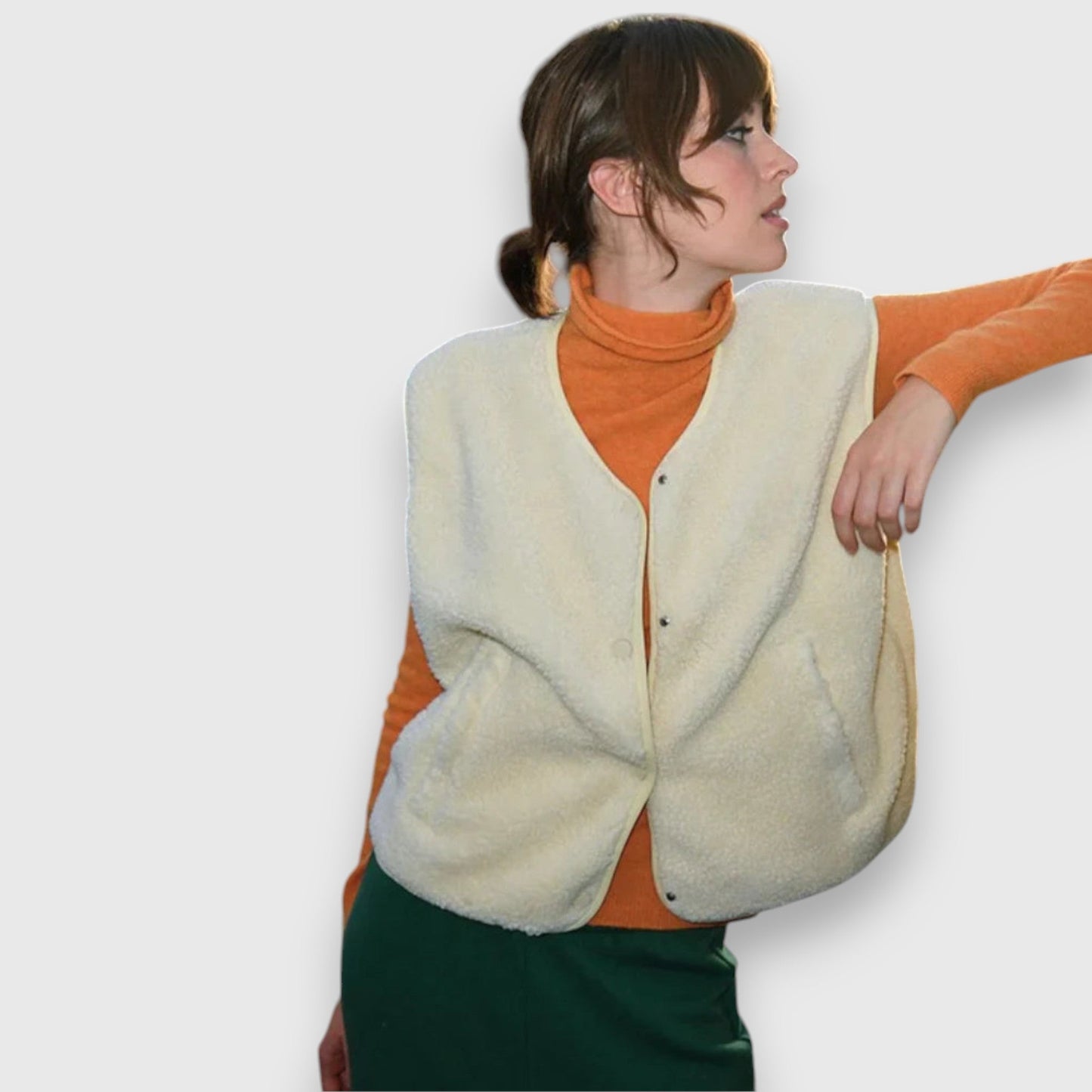 Cheryl | Sleeveless Button Front Fleece Vest