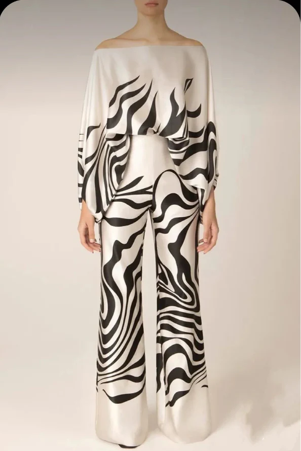 Florine | Two Piece Printed Wide Leg Trouser Set