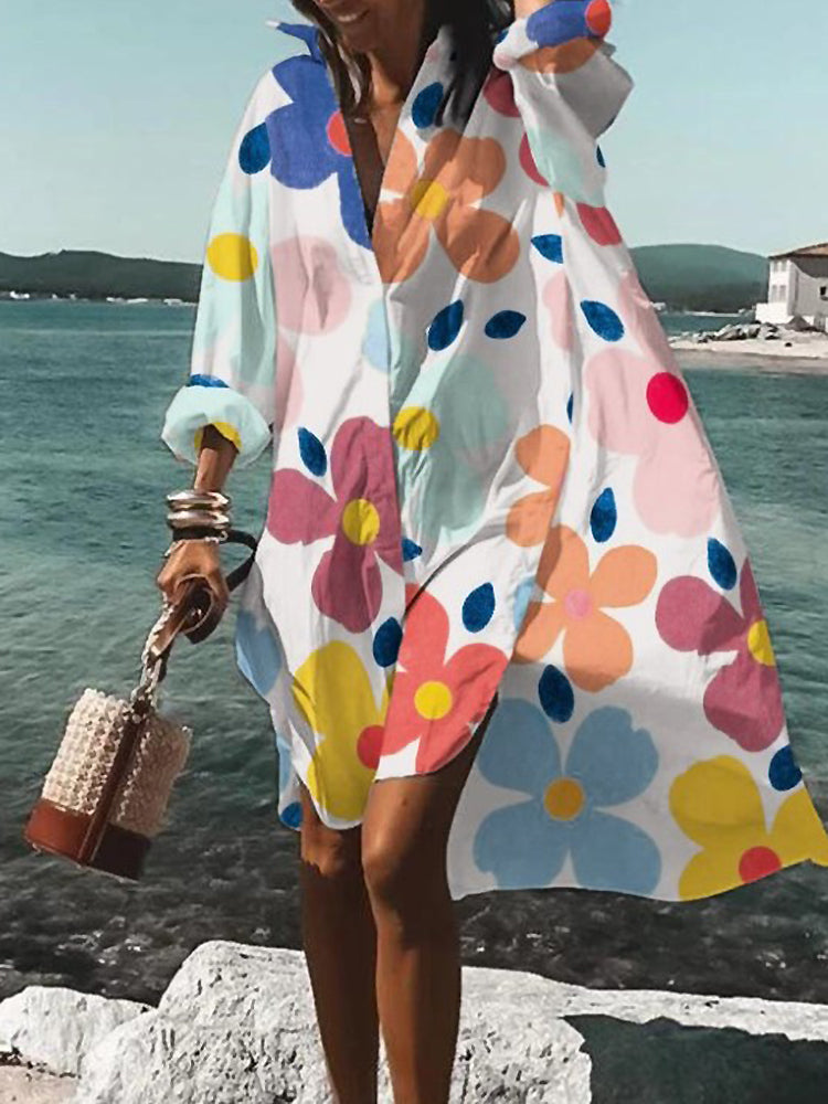 Calogera | Loose Fit Printed Shirt Dress